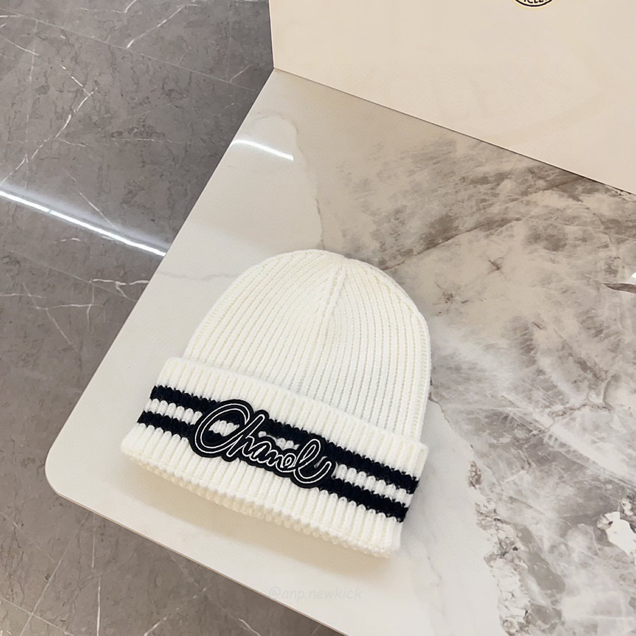 Chanel Knitted Cold Hat White Black Gray Brown (7) - newkick.cc